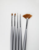 5pcs Nail Art Gel Brush Set (Silver)