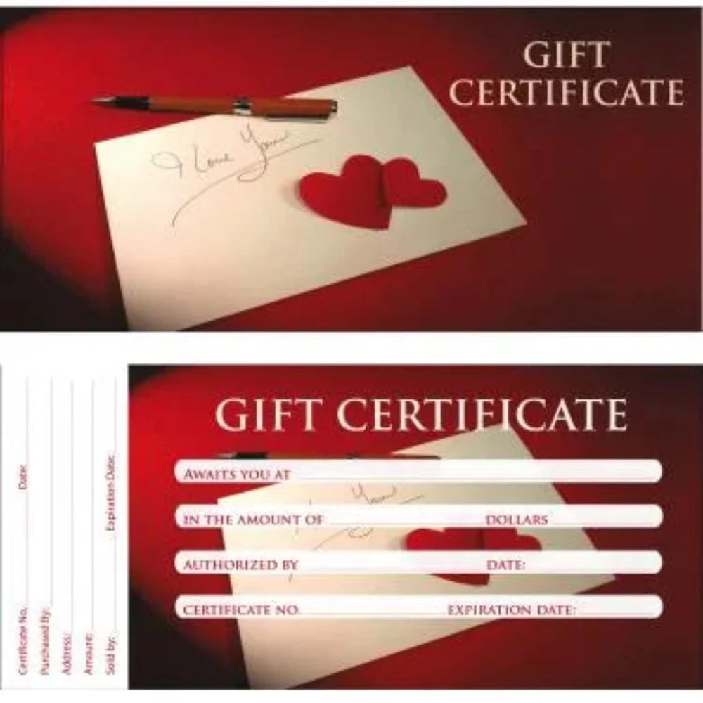 Gift Certificate 50pcs + Envelope 25pcs Package