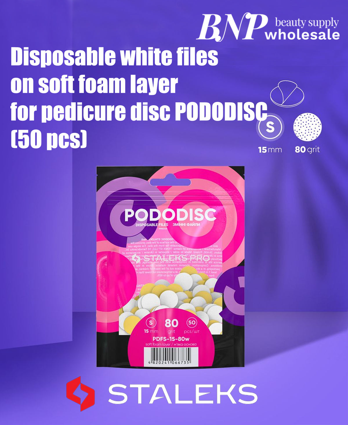 [Staleks] Disposable WHITE files on soft foam layer for pedicure disc PODODISC EXPERT